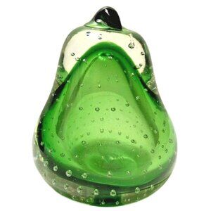Murano Sommerso Barbini Bullicante Clear Encased Green Pear Vintage